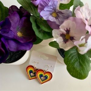 LGBTQ+ Rainbow Heart Earrings 🌈